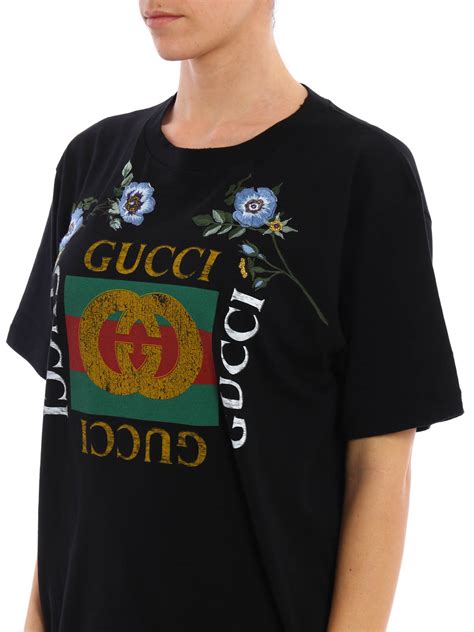 gucci print t-shirt with rear floral embroidery|t shirt Gucci diamond.